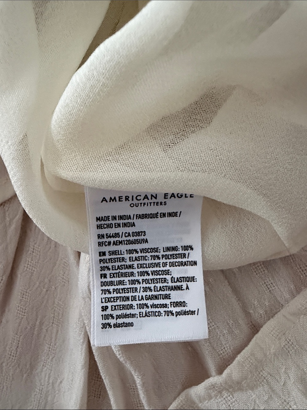 Like New - American Eagle Cream Tiered Sundress with Smocked Straps - Large - Picture 9 of 10